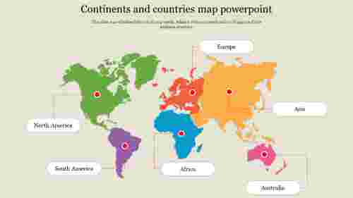 Continents and countries map powerpoint